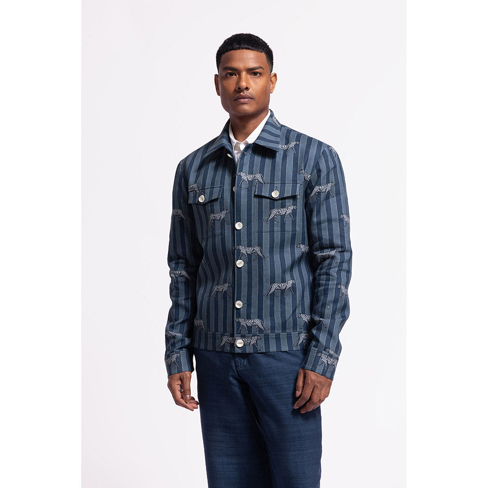 Rohit Bal Stripes Blue Crop Jacket