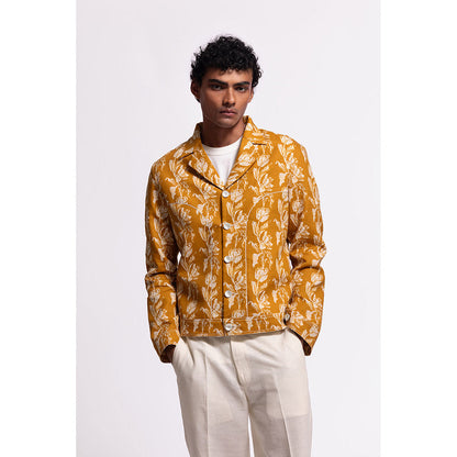 Rohit Bal Floral Mustard Crop Jacket