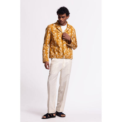 Rohit Bal Floral Mustard Crop Jacket