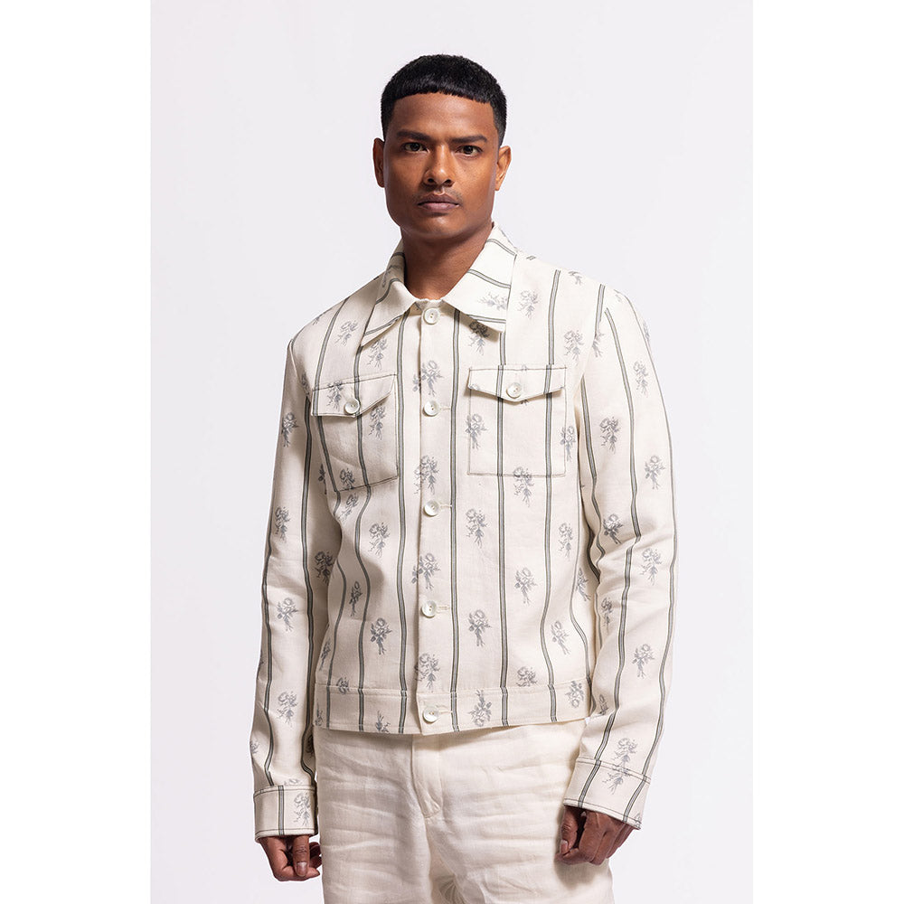 Rohit Bal Stripes Ivory Crop Jacket
