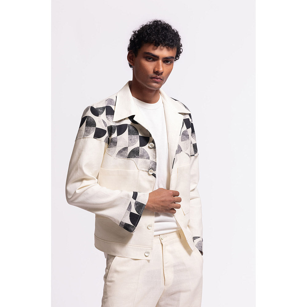 Rohit Bal Printed Ivory Crop Jacket