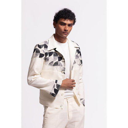 Rohit Bal Printed Ivory Crop Jacket
