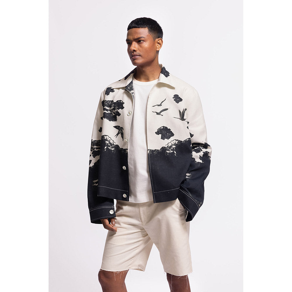 Rohit Bal Printed Ivory Crop Jacket