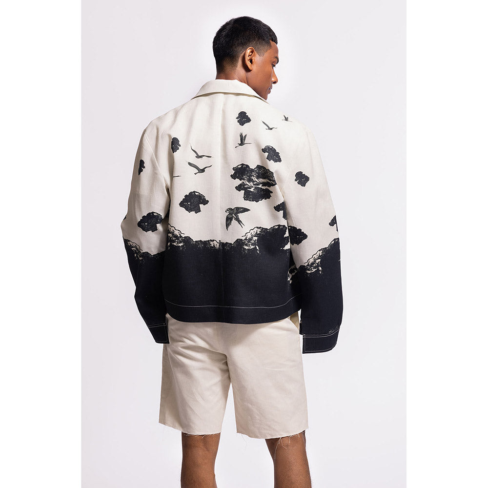 Rohit Bal Printed Ivory Crop Jacket