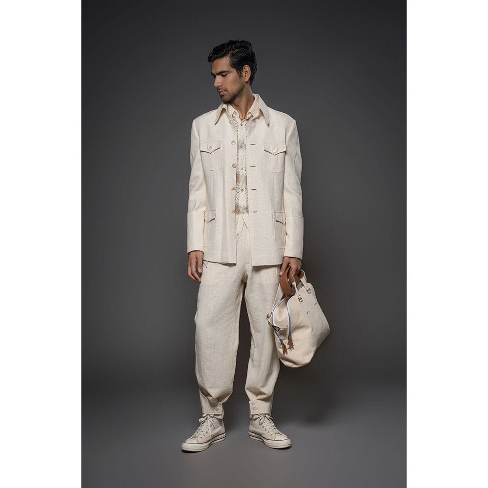 Rohit Bal Beige Men Handloom Khadi Jacket