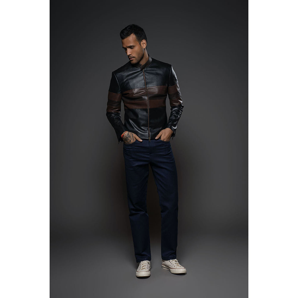 Rohit Bal Black Men Leather Jacket
