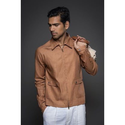 Rohit Bal Brown Men Linen Jacket