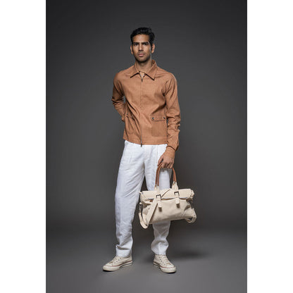 Rohit Bal Brown Men Linen Jacket