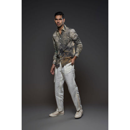 Rohit Bal Men Brown Heavy Voile Printed Shirt