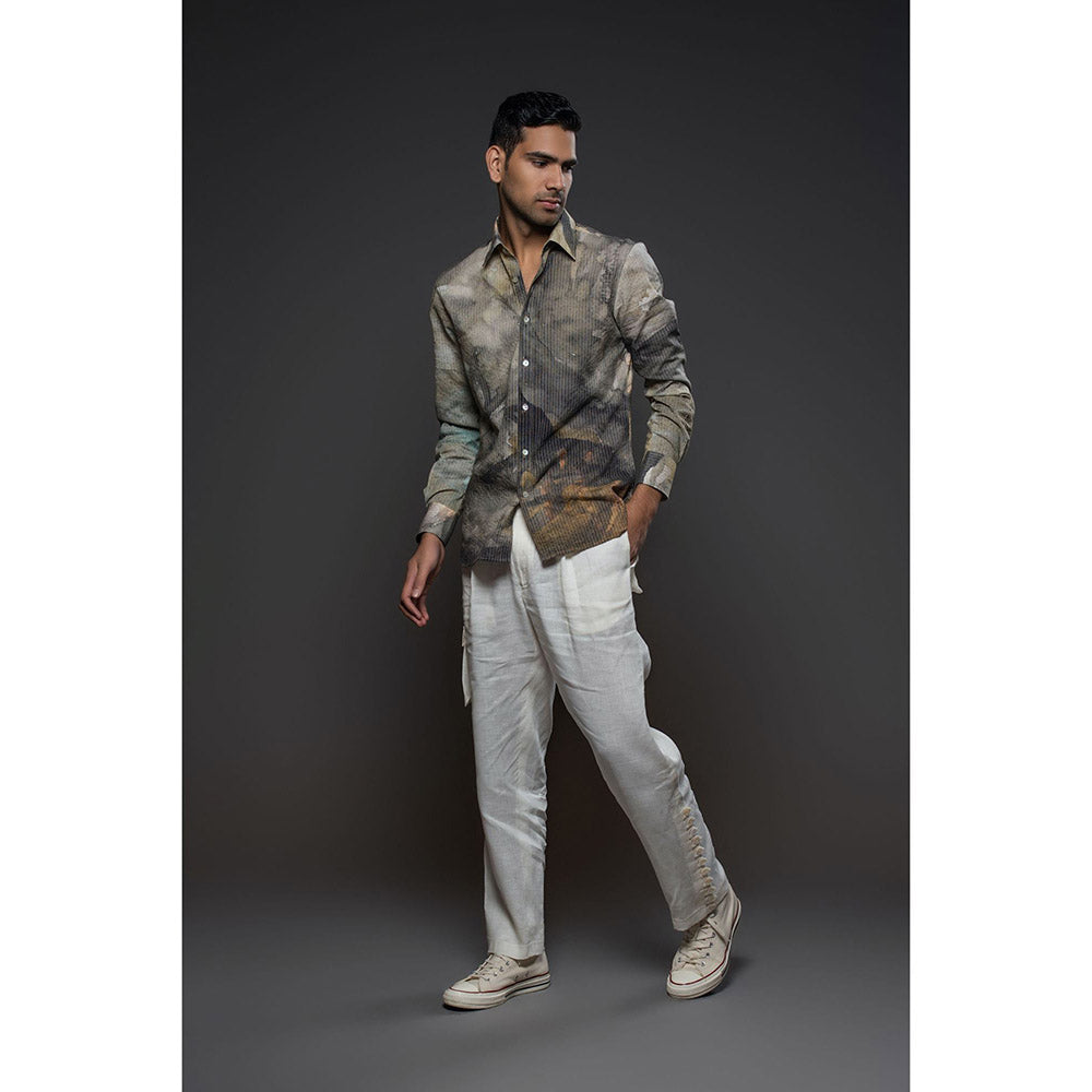 Rohit Bal Men Brown Heavy Voile Printed Shirt