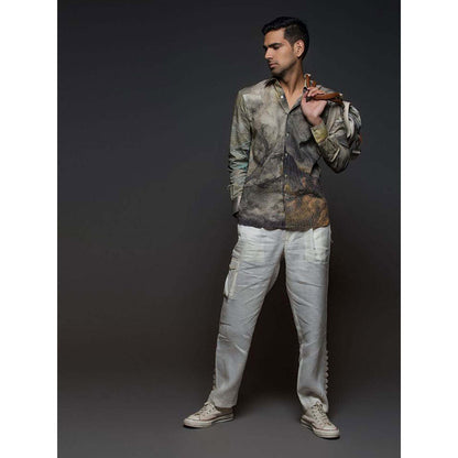 Rohit Bal Men Brown Heavy Voile Printed Shirt