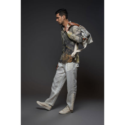 Rohit Bal Men Brown Heavy Voile Printed Shirt