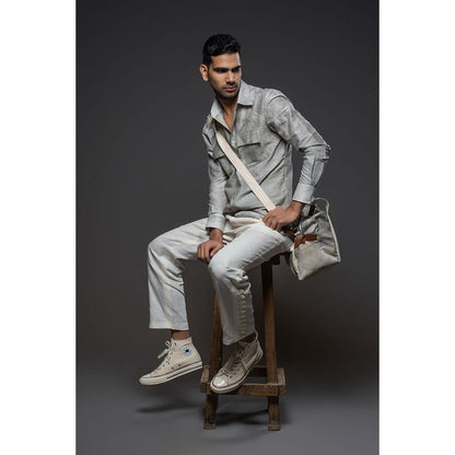 Rohit Bal Grey Men Printed Shirt