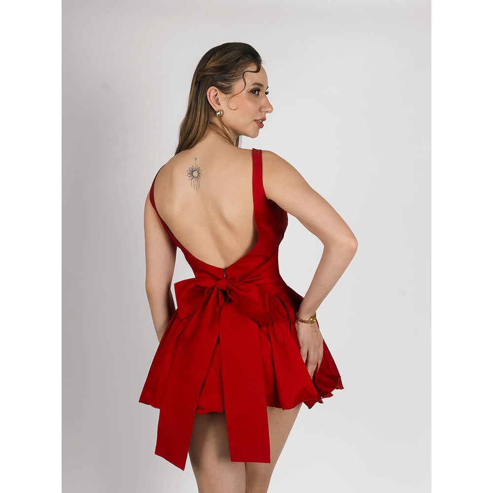 ROSA DAME Red Wenara Crimson Cotton Poplin Mini Dress
