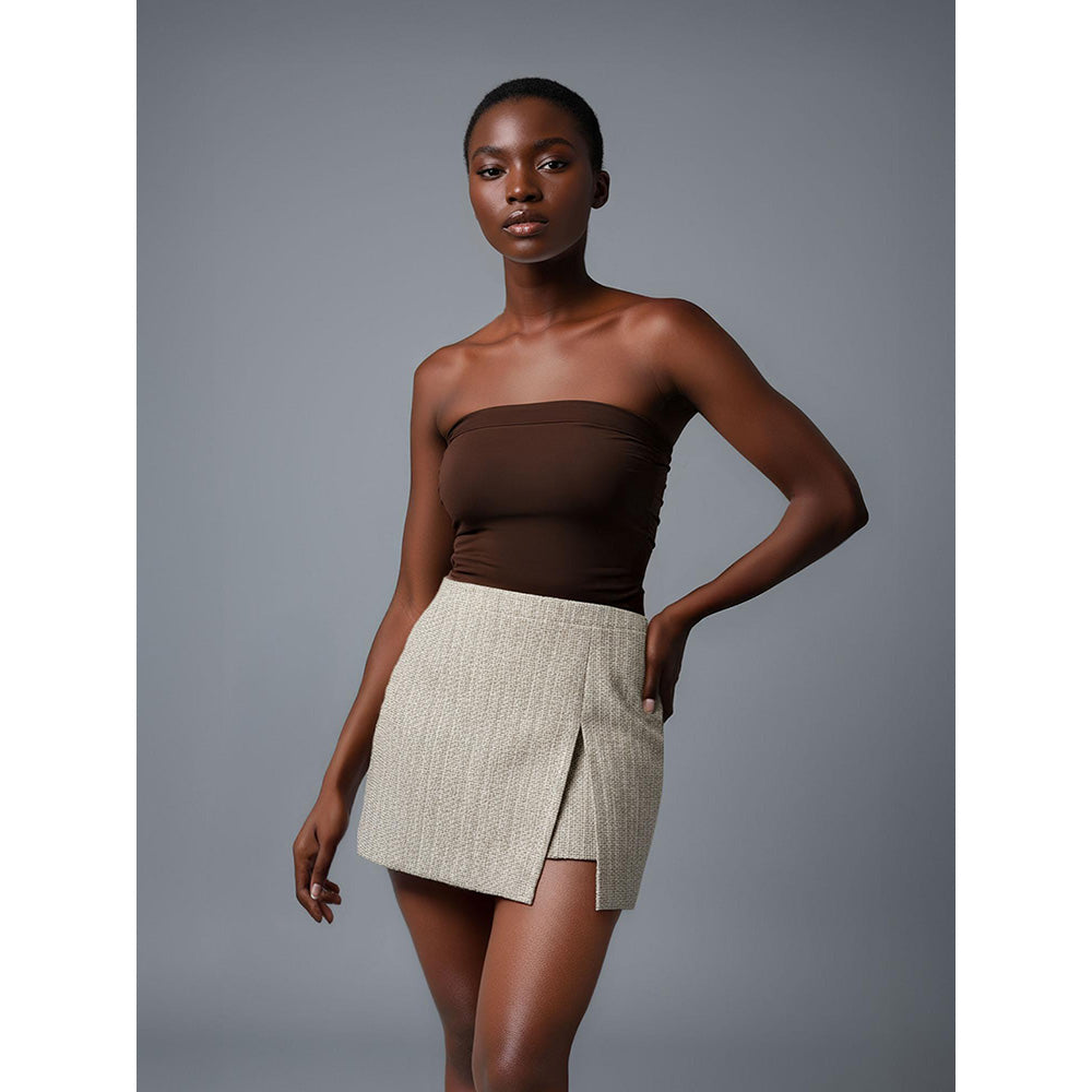 ROSA DAME Tweed Sculpted Femme Mini Skirt