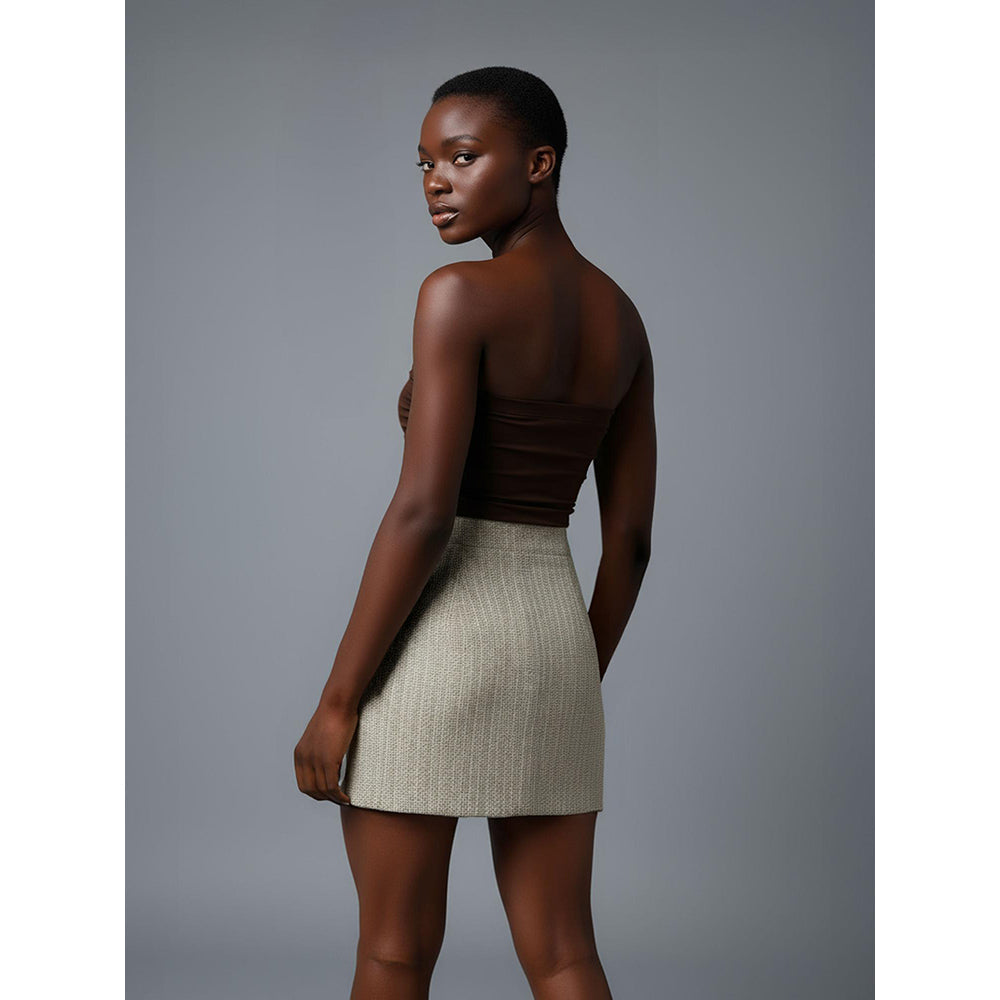 ROSA DAME Tweed Sculpted Femme Mini Skirt