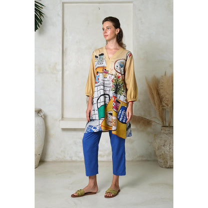 Roza Pret Beige Printed High Tea Co-Ord (Set of 2)