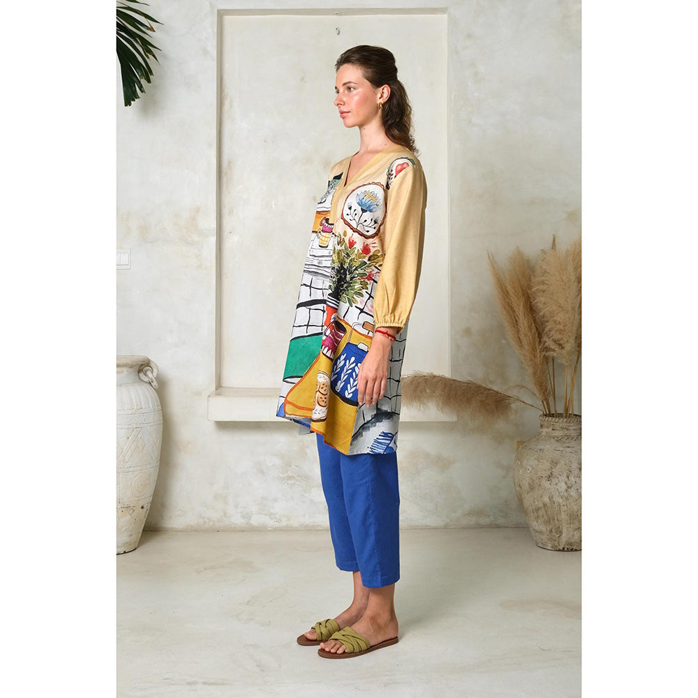 Roza Pret Beige Printed High Tea Co-Ord (Set of 2)