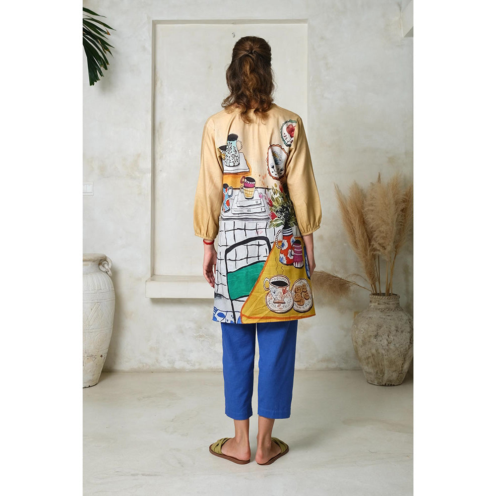 Roza Pret Beige Printed High Tea Co-Ord (Set of 2)