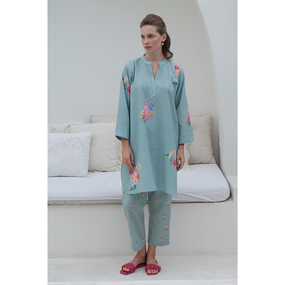 Roza Pret Green Floral Rosita Kurta