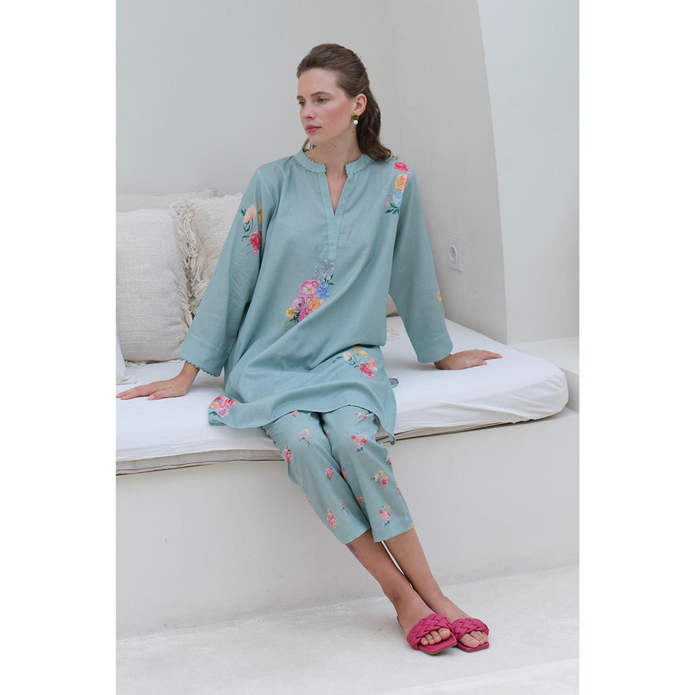 Roza Pret Green Floral Rosita Kurta
