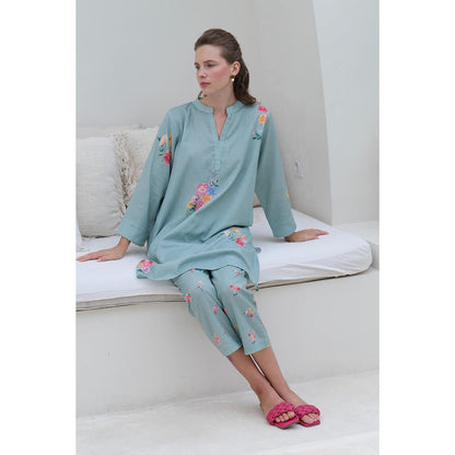 Roza Pret Green Floral Rosita Kurta