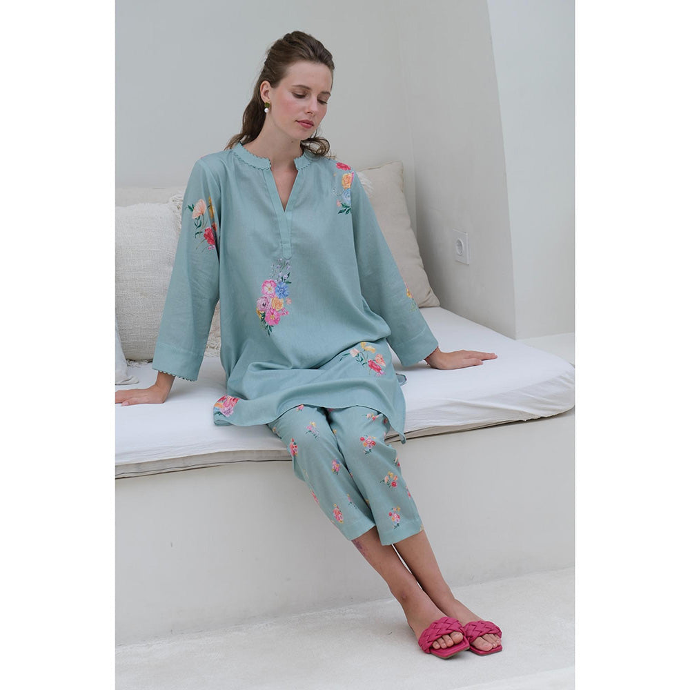 Roza Pret Green Floral Rosita Kurta