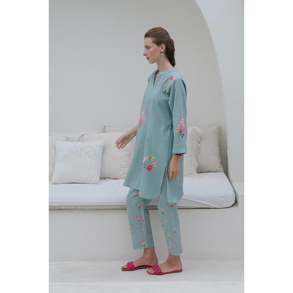 Roza Pret Green Floral Rosita Kurta