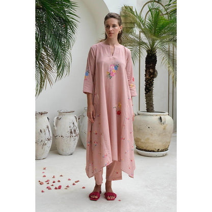 Roza Pret Pink Floral Rosita Kurta with Pant (Set of 2)