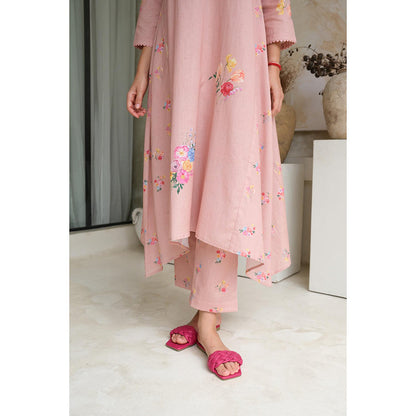 Roza Pret Pink Floral Rosita Kurta with Pant (Set of 2)
