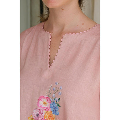 Roza Pret Pink Floral Rosita Kurta with Pant (Set of 2)