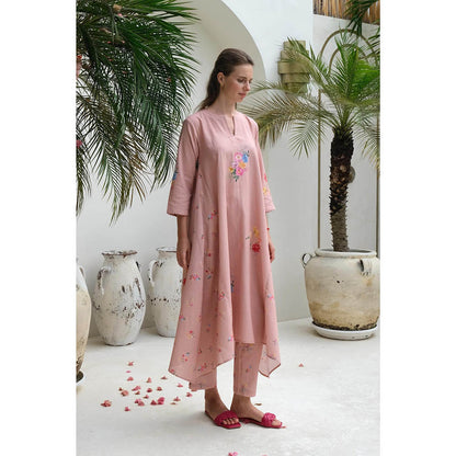 Roza Pret Pink Floral Rosita Kurta with Pant (Set of 2)