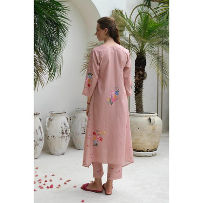 Roza Pret Pink Floral Rosita Kurta with Pant (Set of 2)