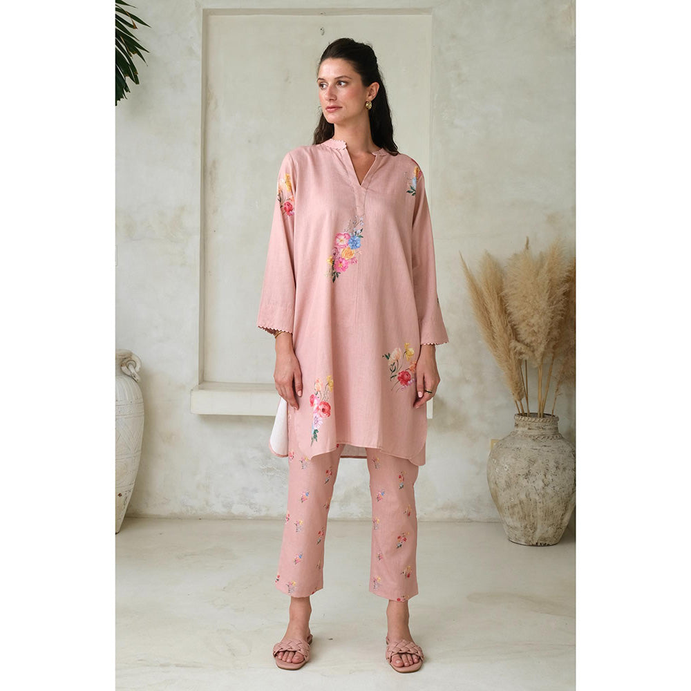 Roza Pret Pink Floral Rosita Kurta