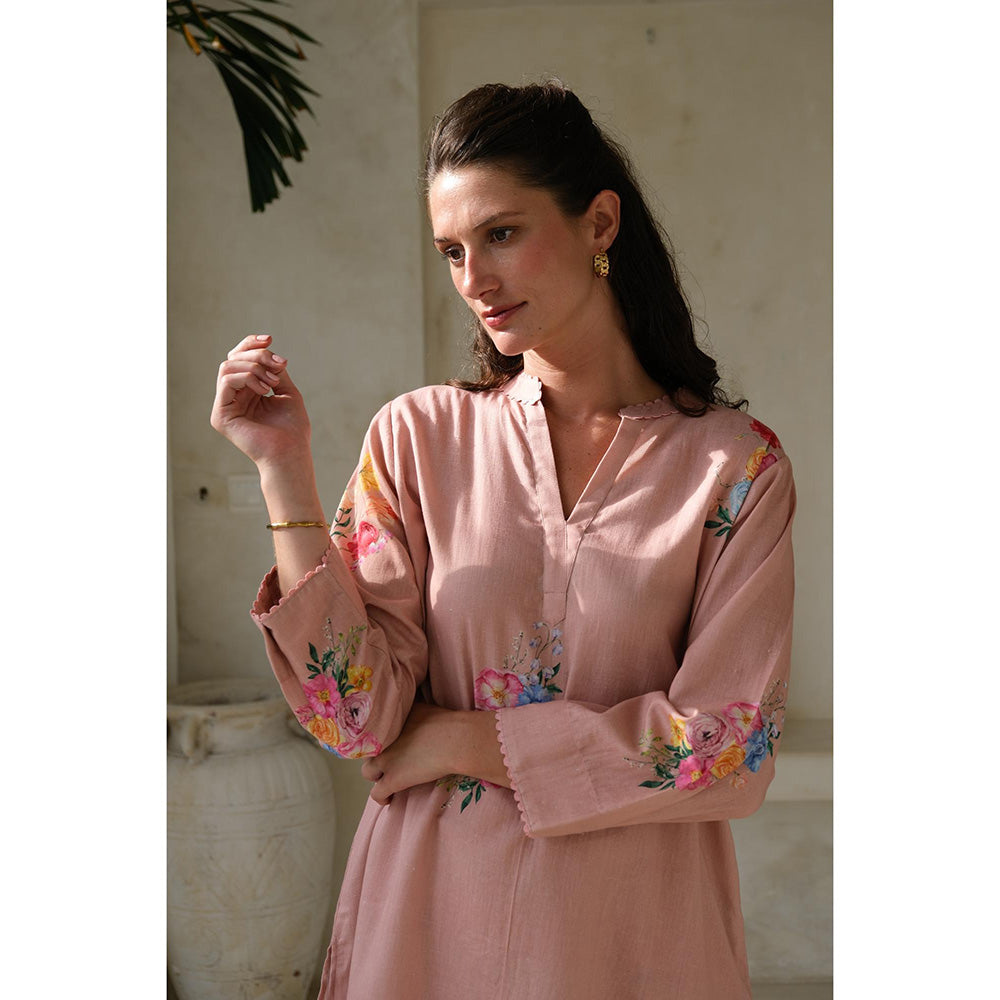 Roza Pret Pink Floral Rosita Kurta