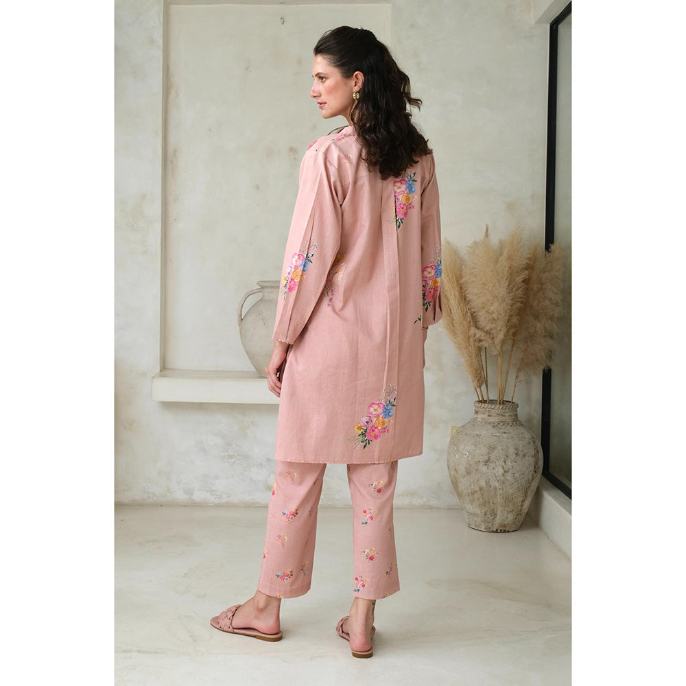 Roza Pret Pink Floral Rosita Kurta