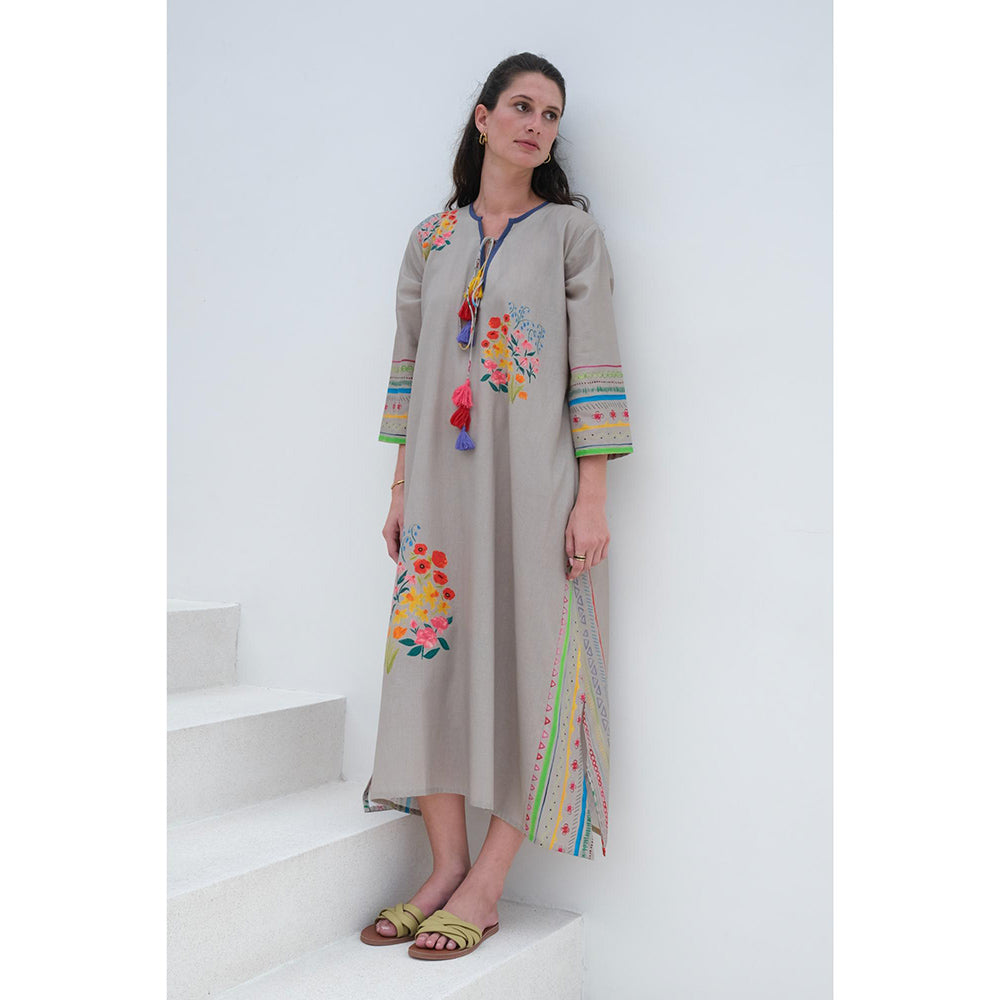 Roza Pret Grey Printed Positano Dress