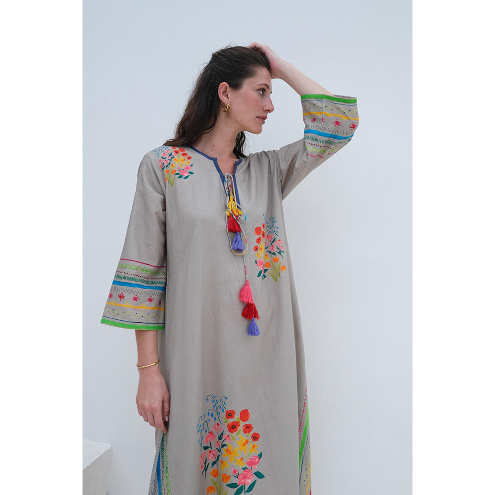 Roza Pret Grey Printed Positano Dress