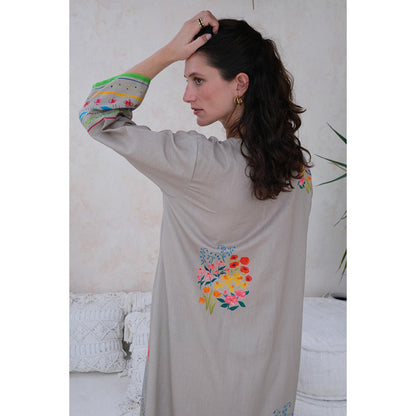 Roza Pret Grey Printed Positano Dress