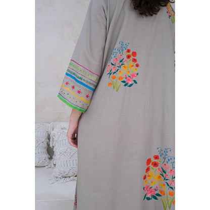 Roza Pret Grey Printed Positano Dress
