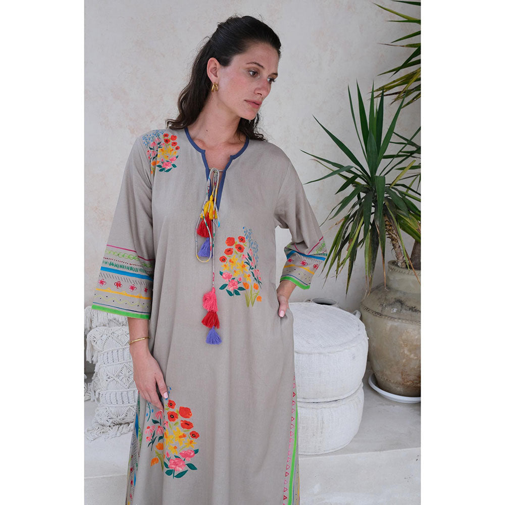 Roza Pret Grey Printed Positano Dress