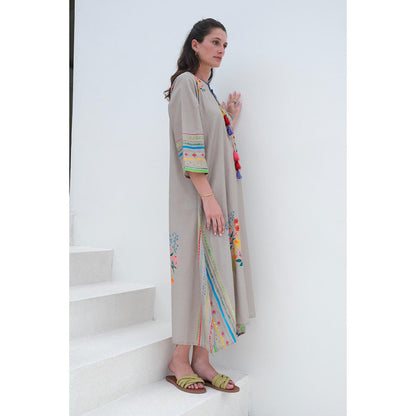 Roza Pret Grey Printed Positano Dress