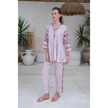 Roza Pret Mauve Floral Rose Noir Top