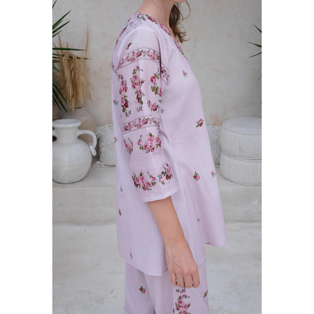 Roza Pret Mauve Floral Rose Noir Top