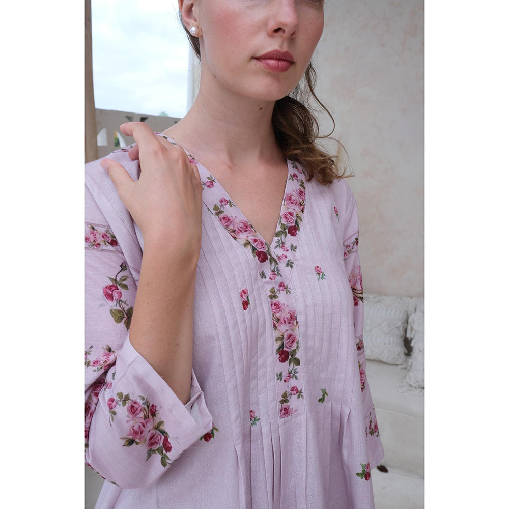 Roza Pret Mauve Floral Rose Noir Top