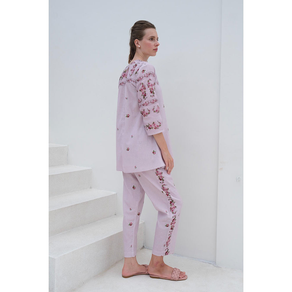 Roza Pret Mauve Floral Rose Noir Top