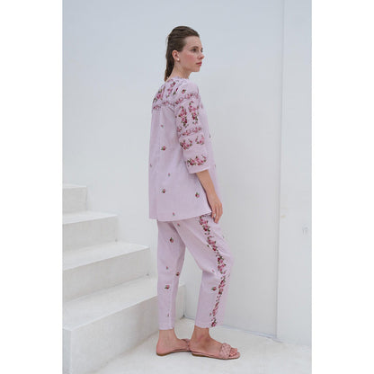 Roza Pret Mauve Floral Rose Noir Top