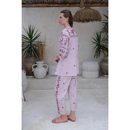 Roza Pret Mauve Floral Rose Noir Top