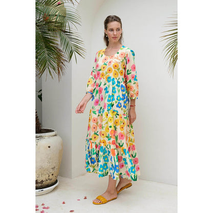 Roza Pret Multicoloured Floral Sorin Dress