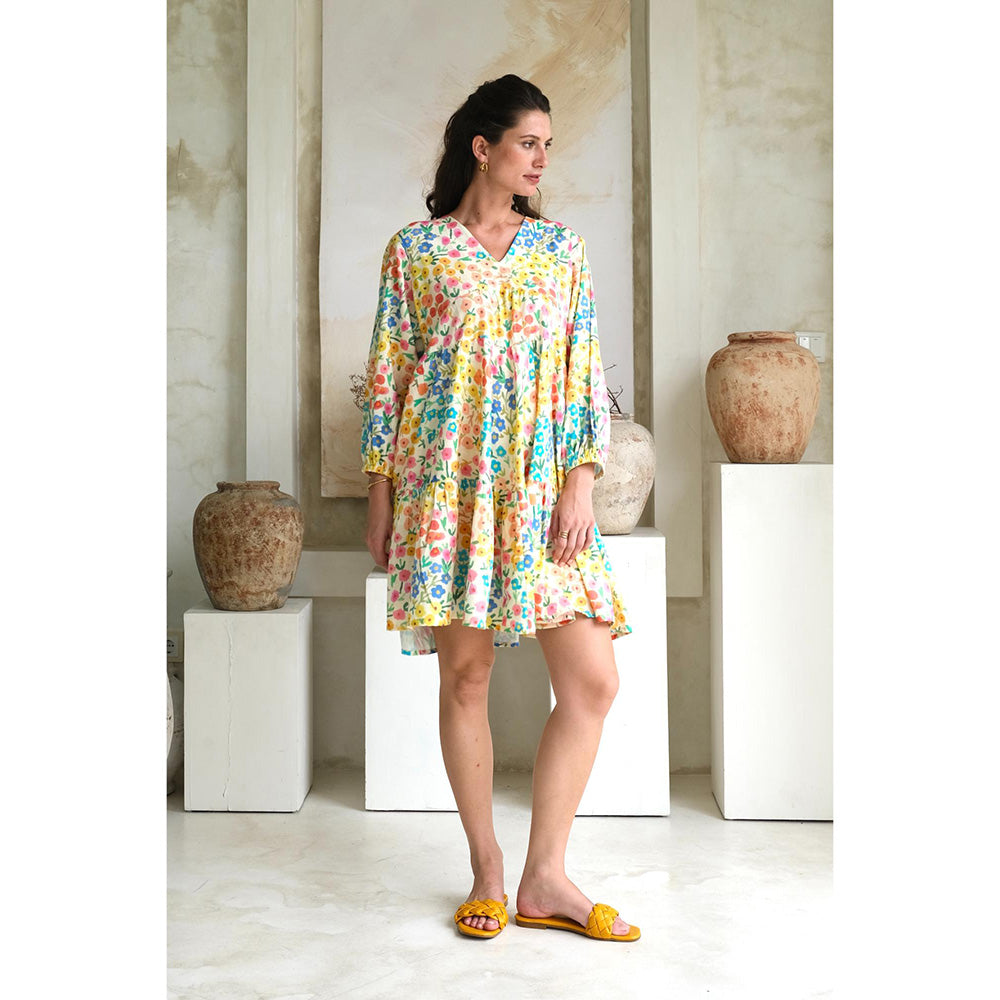 Roza Pret Multicoloured Floral Camelia Mini Dress